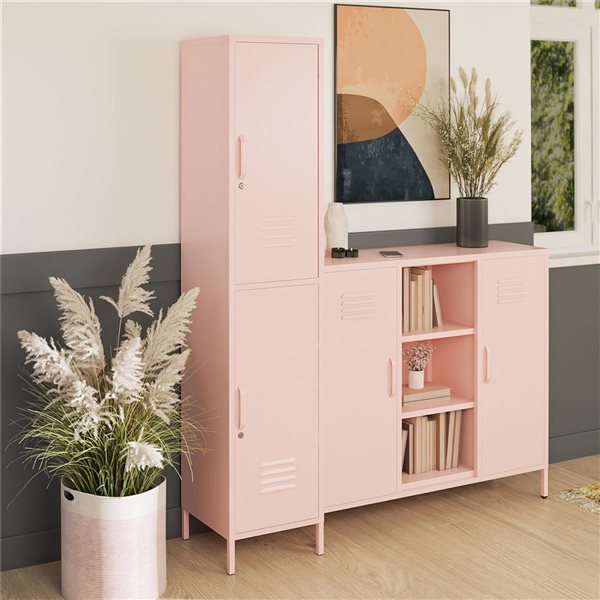 Systembuild Evolution Mission District Metal Pale Pink 2-Door Locker-Style Cabinet