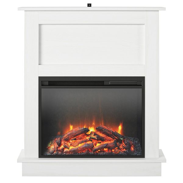 Ameriwood Home Ellsworth White Electric Fireplace with Mantel