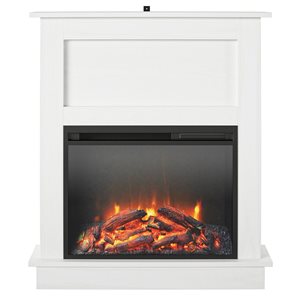 Ameriwood Home Ellsworth White Electric Fireplace with Mantel