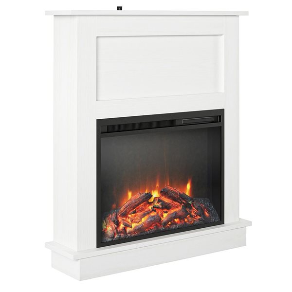 Ameriwood Home Ellsworth White Electric Fireplace with Mantel