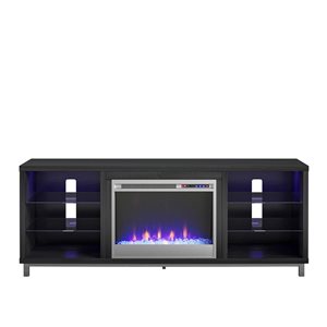 Ameriwood Home Lumina Black Oak Engineered Wood Fireplace TV Stand - For TVs up to 70-in