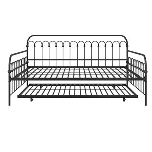 Novogratz Bright Pop Black Metal Full Daybed with Twin Trundle Bed