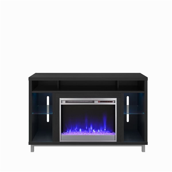 Ameriwood Home Lumina Black Oak Electric Fireplace TV Stand w/ LED Lights - For TVs up to 48-in