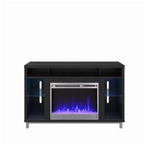 Ameriwood Home Lumina Black Oak Electric Fireplace TV Stand w/ LED Lights - For TVs up to 48-in