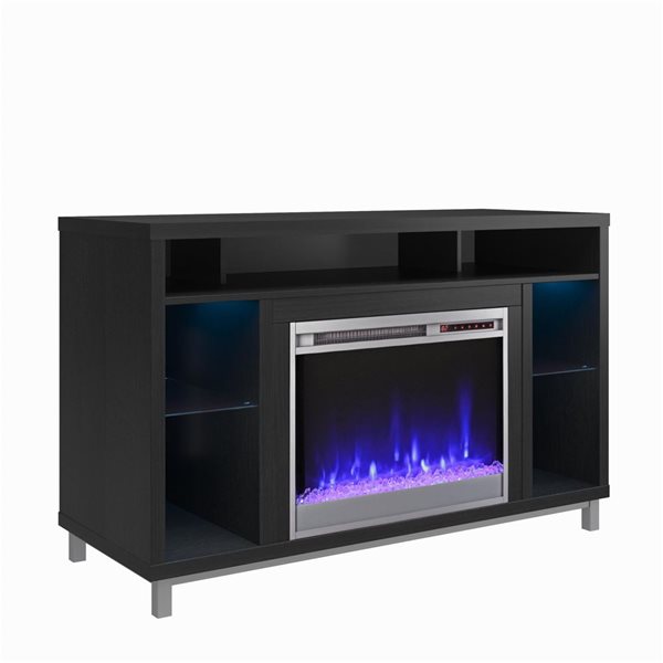 Ameriwood Home Lumina Black Oak Electric Fireplace TV Stand w/ LED Lights - For TVs up to 48-in