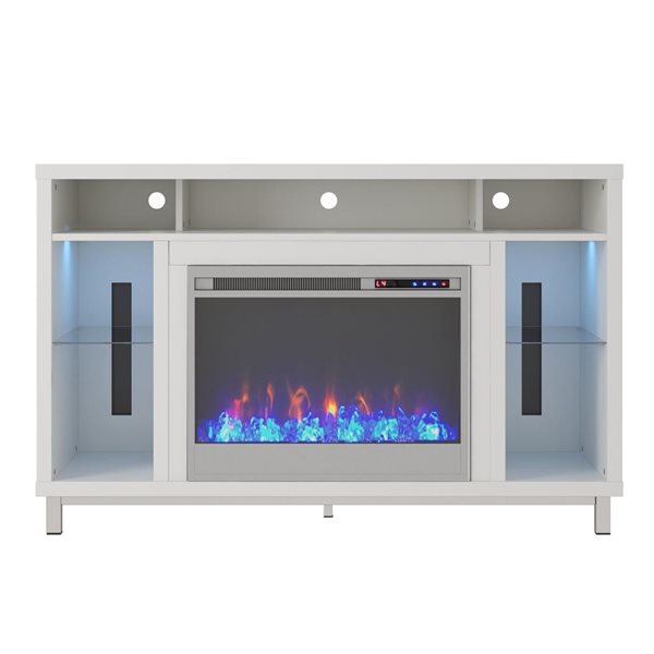 Ameriwood Home Lumina White Electric Fireplace TV Stand w/ LED Lights - For TVs up to 48-in