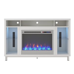 Ameriwood Home Lumina White Electric Fireplace TV Stand w/ LED Lights - For TVs up to 48-in