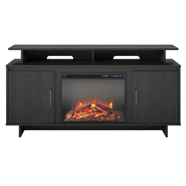 Ameriwood Home Merritt Avenue Black Oak Engineered Wood Electric Fireplace TV Console - For TVs up to 74-in