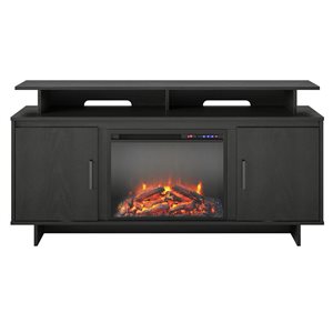 Ameriwood Home Merritt Avenue Black Oak Engineered Wood Electric Fireplace TV Console - For TVs up to 74-in