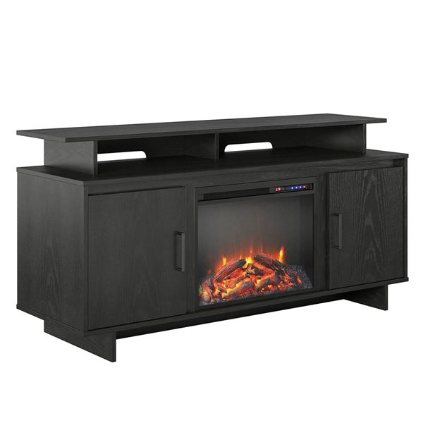 Ameriwood Home Merritt Avenue Black Oak Engineered Wood Electric Fireplace TV Console - For TVs up to 74-in