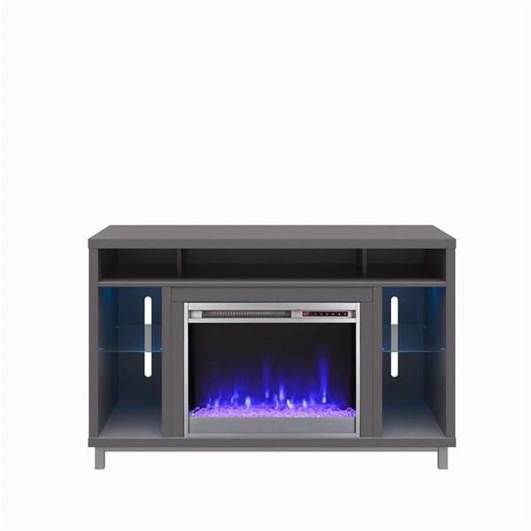 Ameriwood Home Lumina Graphite Grey Electric Fireplace TV Stand w/ LED Lights - For TVs up to 48-in