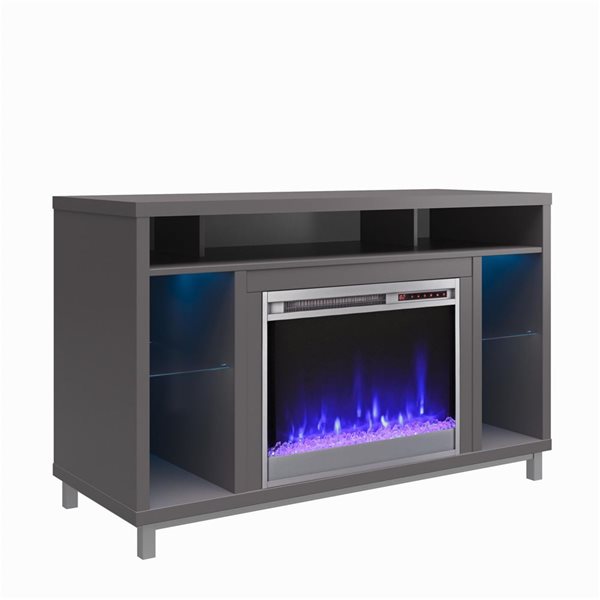 Ameriwood Home Lumina Graphite Grey Electric Fireplace TV Stand w/ LED Lights - For TVs up to 48-in