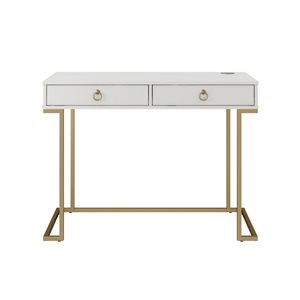 CosmoLiving by Cosmopolitan Camila 30.9 H x 41.65 W x 19.69-in D White MDF Writing Desk w/ Metal Legs