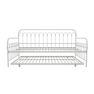 Novogratz Bright Pop Off-White Metal Twin Daybed with Pull-Out Trundle Bed