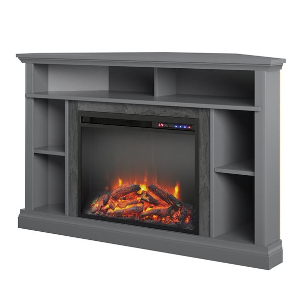 Ameriwood Home Overland Graphite Grey Electric Corner Fireplace TV Stand - For TVs Up to 50-in