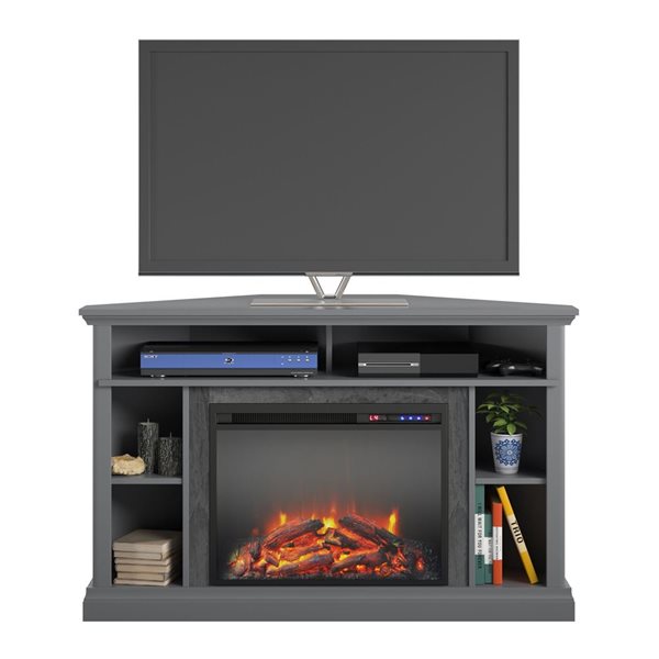 Ameriwood Home Overland Graphite Grey Electric Corner Fireplace TV Stand - For TVs Up to 50-in