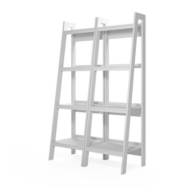 Ameriwood Home Lawrence 60 H x 20.5-in W White Metal/Particleboard 4-Shelf Ladder-Style Bookcases