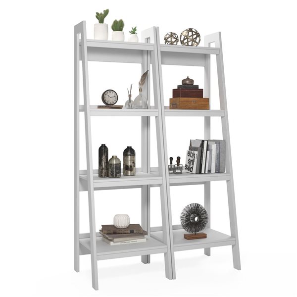 Ameriwood Home Lawrence 60 H x 20.5-in W White Metal/Particleboard 4-Shelf Ladder-Style Bookcases