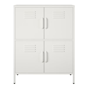 Systembuild Evolution Mission District 31.5 W x 40-in H Soft White Metal 4-Door Locker-Style Storage Cabinet