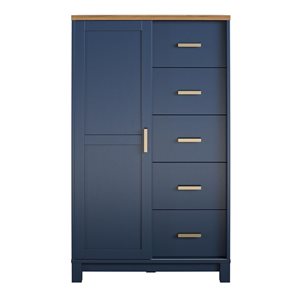 Ameriwood Home Armada 53.12 H x 31.5 W x 15.75-in D Navy/Walnut  5-Drawer 5-Shelf Gentleman's Chest