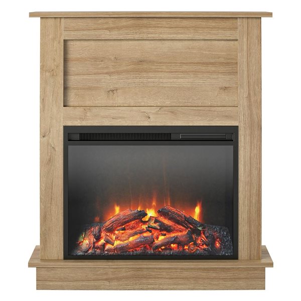 Ameriwood Home Ellsworth Natural Electric Fireplace with Mantel