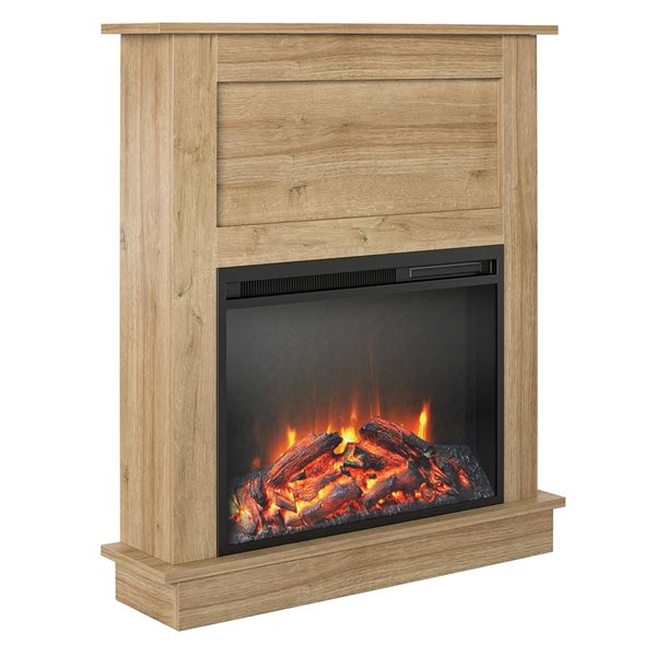 Ameriwood Home Ellsworth Natural Electric Fireplace with Mantel