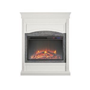 Ameriwood Home Lamont White Engineered Wood Electric Fireplace with Mantel