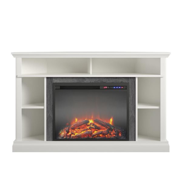 Ameriwood Home Overland White Electric Corner Fireplace TV Stand - For TVs Up to 50-in