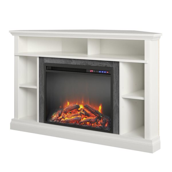 Ameriwood Home Overland White Electric Corner Fireplace TV Stand - For TVs Up to 50-in