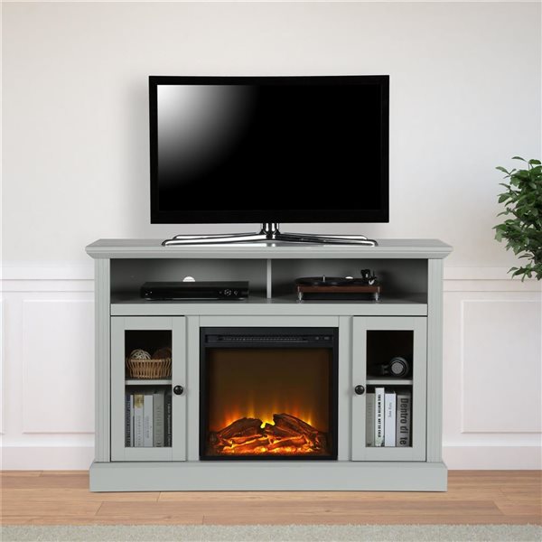 Ameriwood Home Chicago Dove Grey Electric Fireplace TV Console - For Flat Screen TVs up to a 50-in