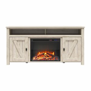 Meuble télé avec foyer électrique Farmington d'Ameriwood Home 60 po l. noyer clair pour télé 60 po ou moins