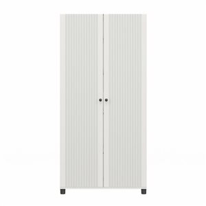 Systembuild Evolution Kendall 36 W x 74.3-in H White Fluted Particleboard 2-Door Storage Cabinet