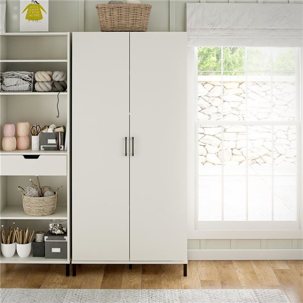 Systembuild Evolution Versa 36 W x 75.2-in H White Particleboard 2-Door Storage Cabinet
