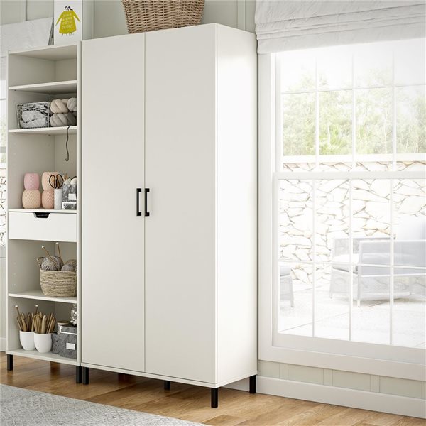 Systembuild Evolution Versa 36 W x 75.2-in H White Particleboard 2-Door Storage Cabinet
