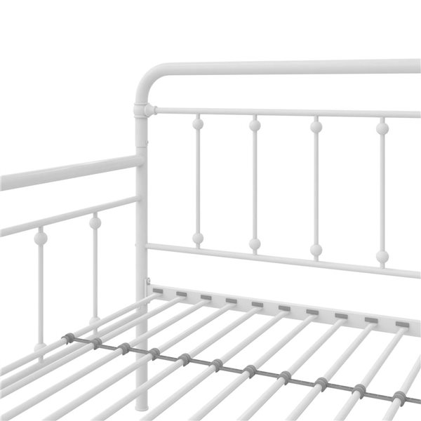 DHP Locky White Metal Twin Daybed with Pull-Out Trundle Bed