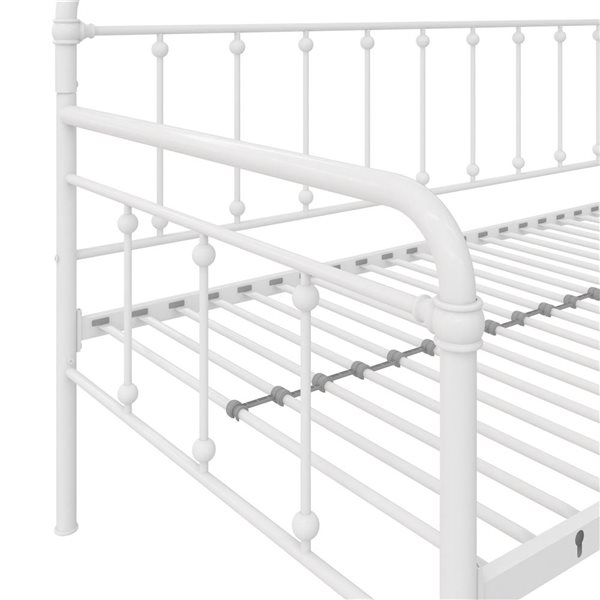 DHP Locky White Metal Twin Daybed with Pull-Out Trundle Bed