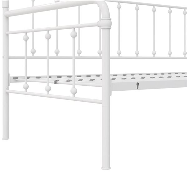 DHP Locky White Metal Twin Daybed with Pull-Out Trundle Bed