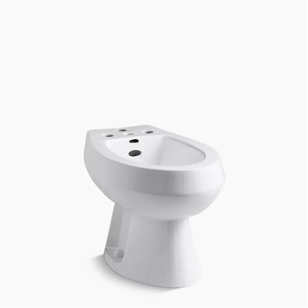 Bidet à jet vertical San Tropez de KOHLER Co. En porcelaine blanche avec 4 trous de robinetterie