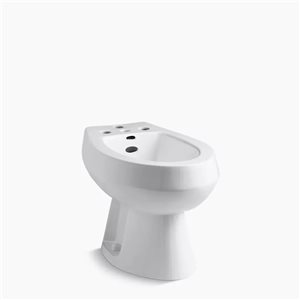 Bidet à jet vertical San Tropez de KOHLER Co. En porcelaine blanche avec 4 trous de robinetterie