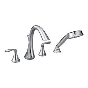 MOEN Eva Chrome Two-Handle High Arc Roman Tub Faucet with Handheld Shower