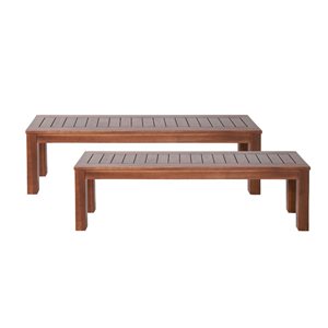 Flynama Manila 61.75 W x 14.5 D x 17.75-in H Brown Acacia Wood Outdoor Dining Benches - Set of 2