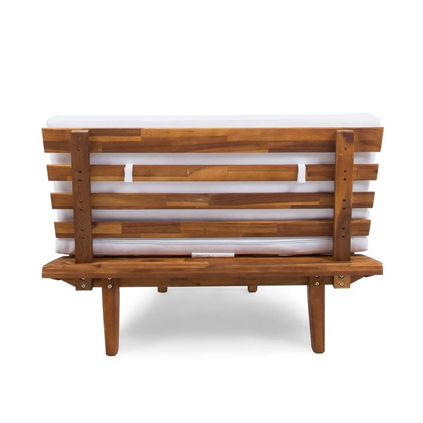 Flynama Hillcrest Brown Acacia/White Polyester Outdoor Corner Chair and Coffee Table