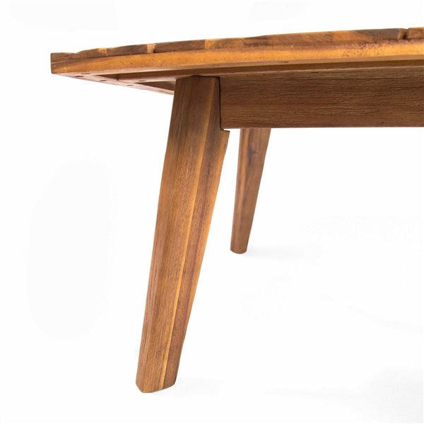 Flynama Hillcrest Brown Acacia/White Polyester Outdoor Corner Chair and Coffee Table