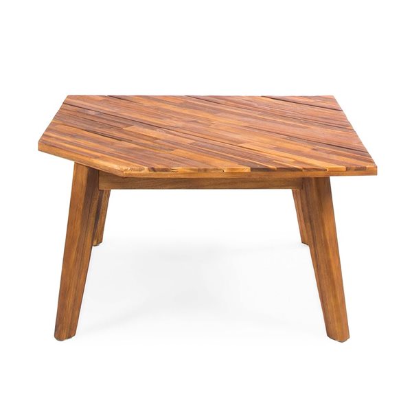 Flynama Hillcrest Brown Acacia/White Polyester Outdoor Corner Chair and Coffee Table