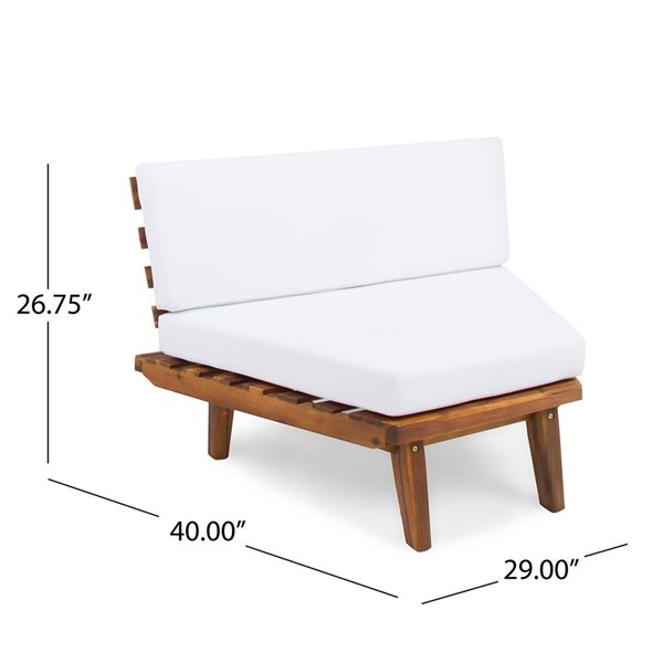 Flynama Hillcrest Brown Acacia/White Polyester Outdoor Corner Chair and Coffee Table