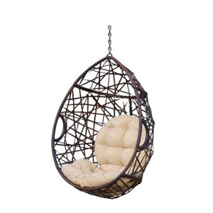 Flynama Marlin 36.5 W x 28.5 D x 52-in H Beige Fabric/Brown Plastic Wicker Hanging Egg Chair