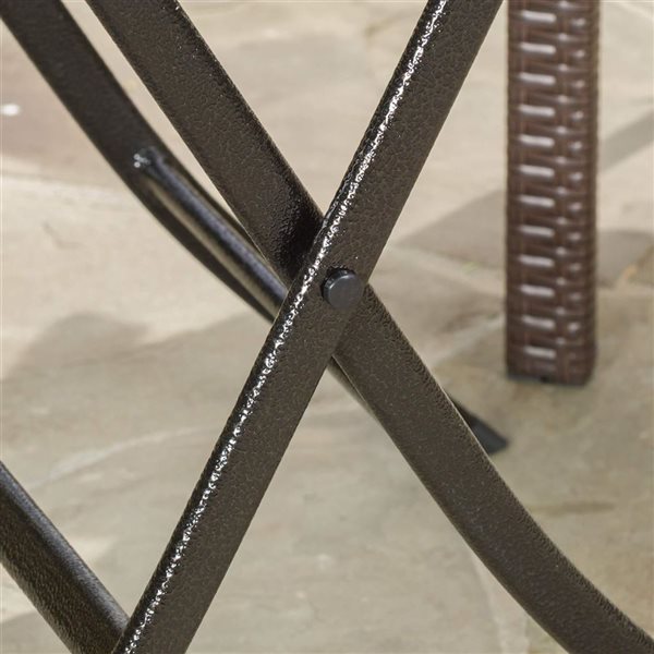 Flynama Elba Brown Polypropylene Rattan/White Polyester Cushions Transitional Bistro Set - 3-Pcs