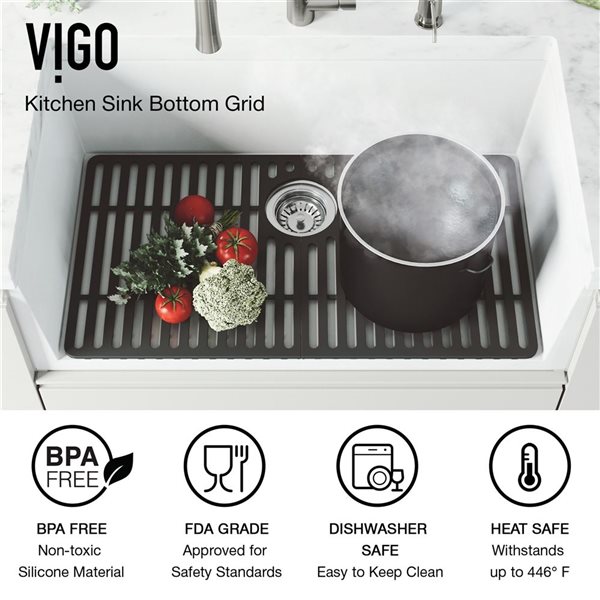 VIGO&nbsp;15-in D x&nbsp;28-in W silicone VIGO Bottom Grid for Single Bowl Kitchen Sink - Matte Black
