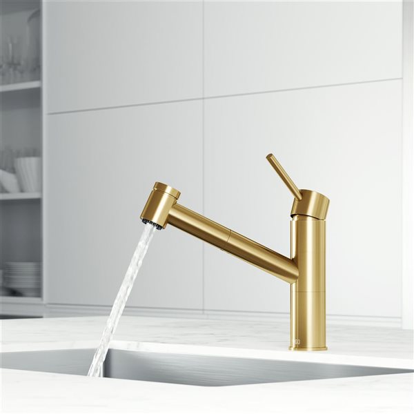 VIGO Branson Matte Brushed Gold Single-Handle Pull-Out Sprayer Kitchen Faucet