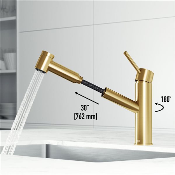 VIGO Branson Matte Brushed Gold Single-Handle Pull-Out Sprayer Kitchen Faucet